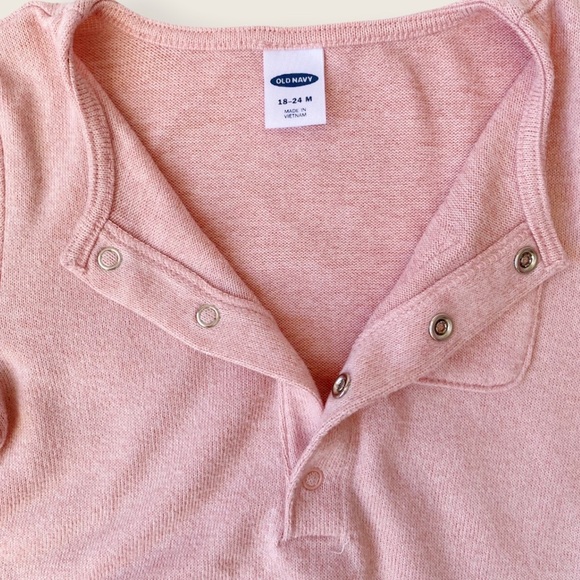 Old Navy Baby 18-24M Pink Knit Henley Snap Romper Jumpsuit - Picture 5 of 6